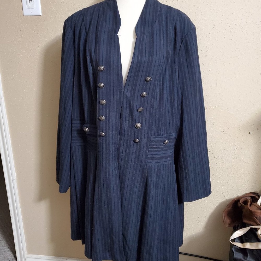 Navy Blue Double-Breasted Women's Coat